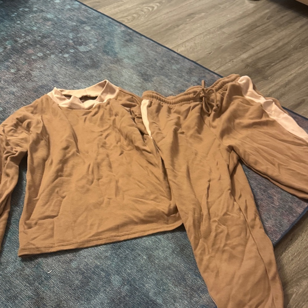 Adult  Tan Two-Piece Lounge Set - Long Sleeve Top & Joggers